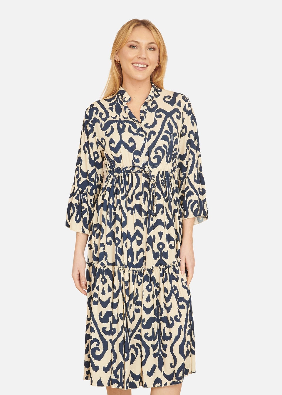 Yumi Navy Block Print Kaftan