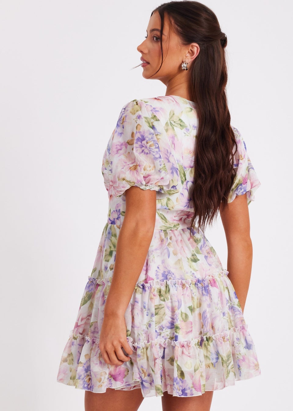 Quiz Multi Petite Frill Skater Dress