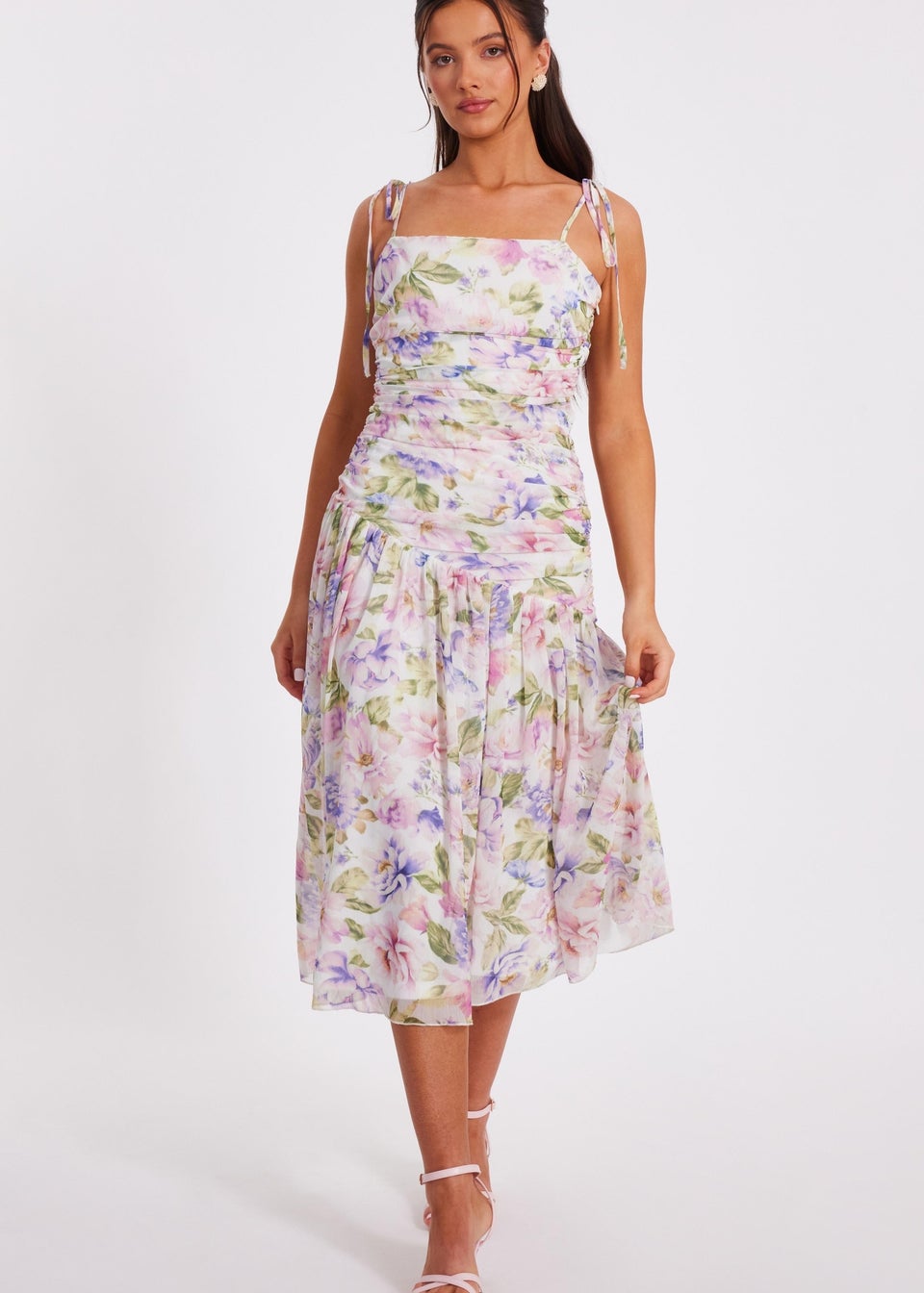 Quiz Multi Petite Chiffon Ruched Midaxi Dress