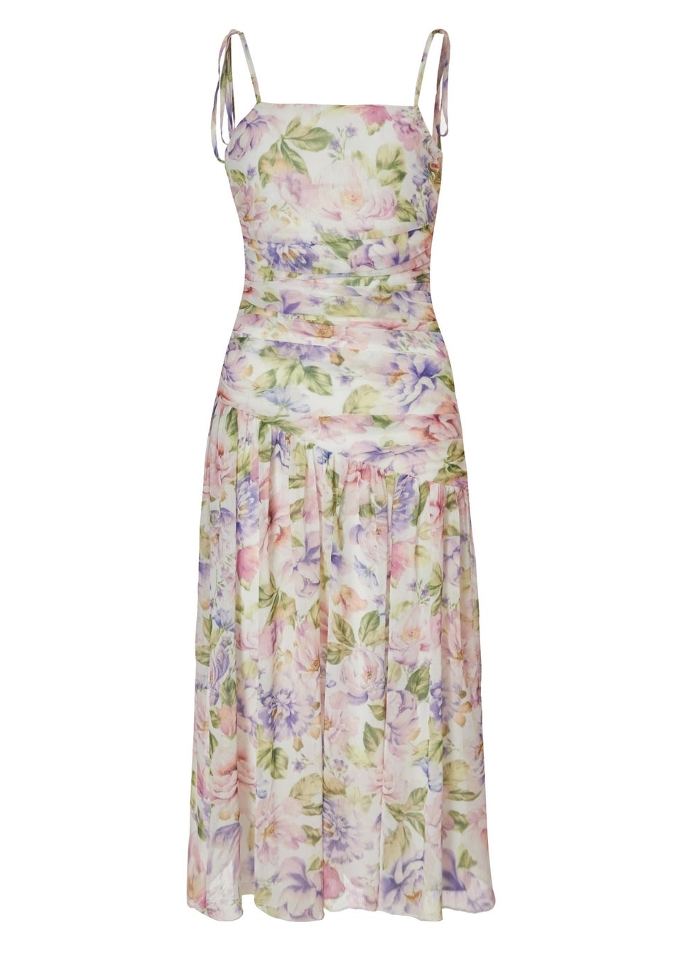 Quiz Multi Petite Chiffon Ruched Midaxi Dress