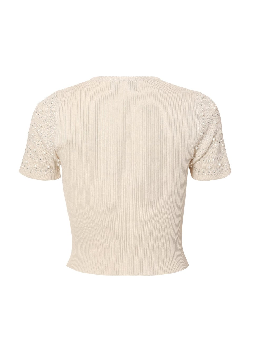 Quiz Stone Knit Embellished Crop Top