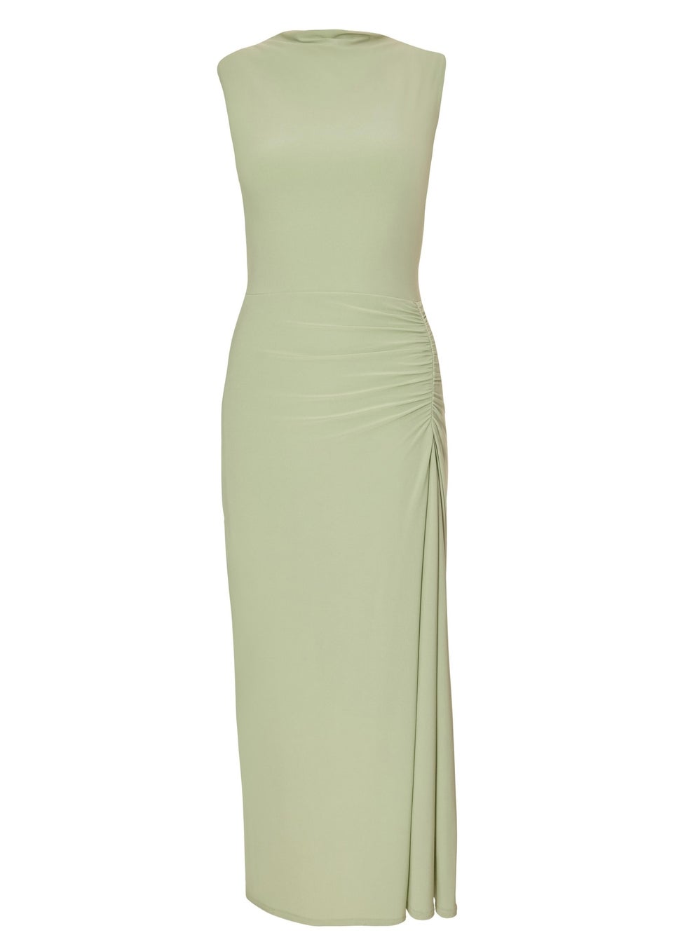 Quiz Green Ruched Bodycon Midaxi Dress