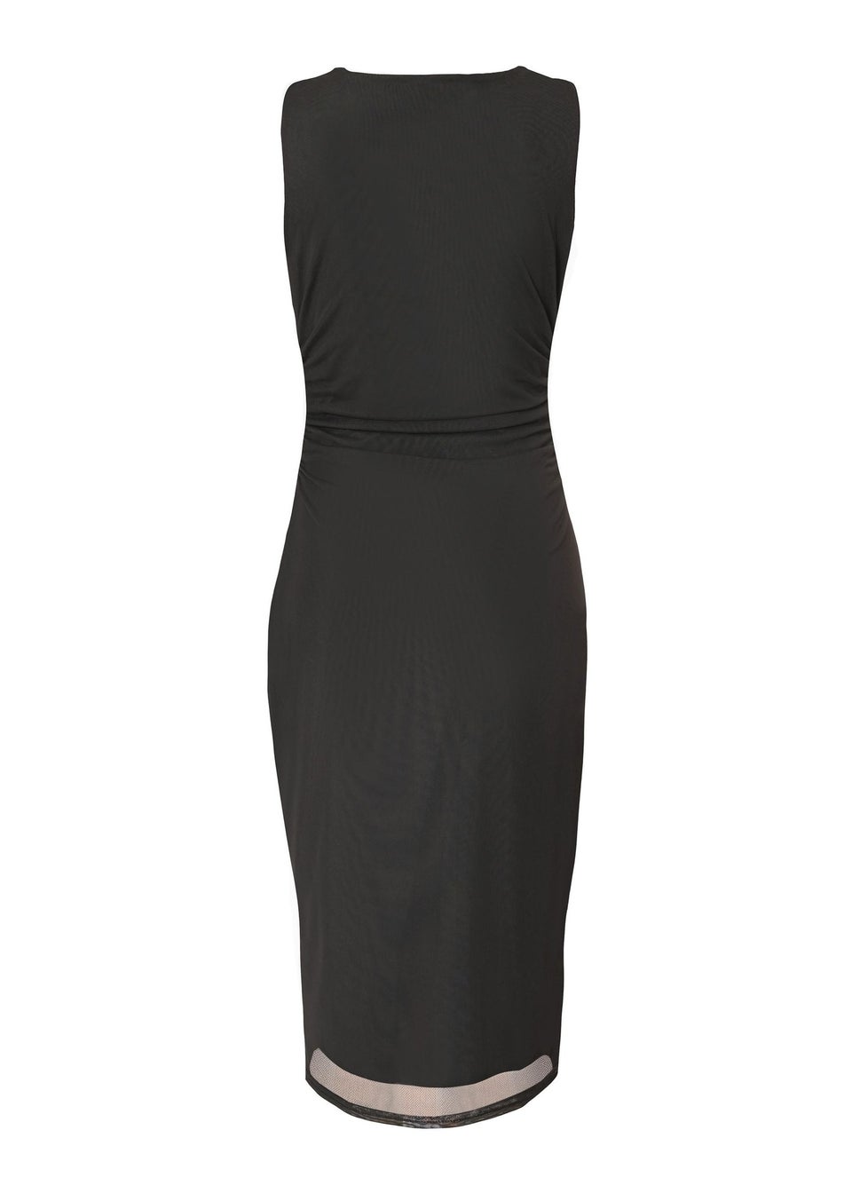 Quiz Black Mesh Buckle Detail Midi Dress
