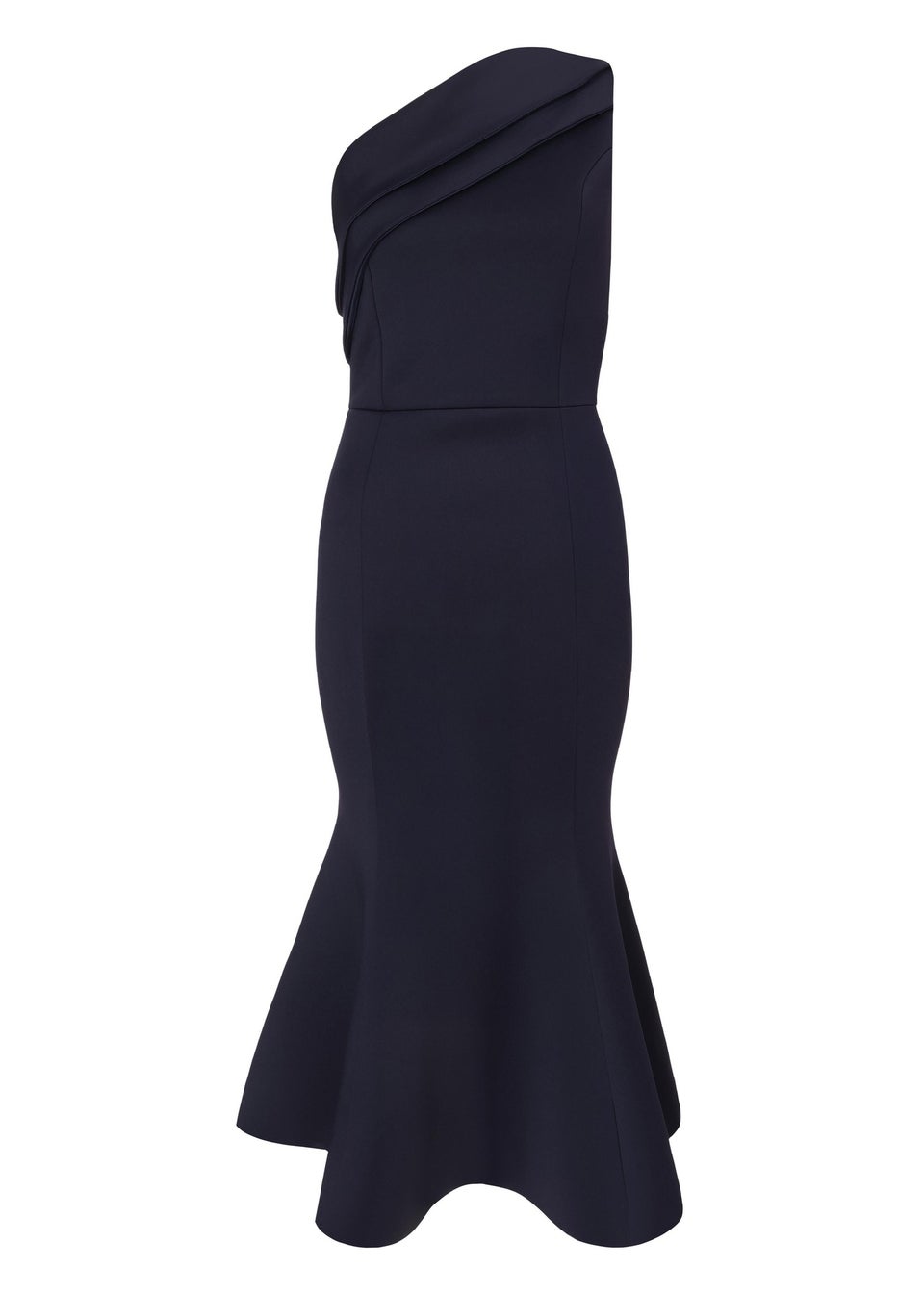 Quiz Navy One Shoulder Peplum Dress