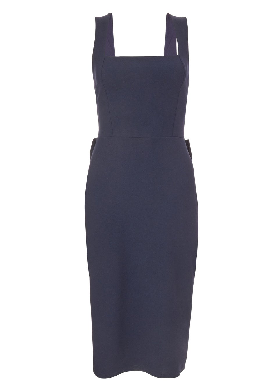 Quiz Navy Petite Bow Back Midi Dress