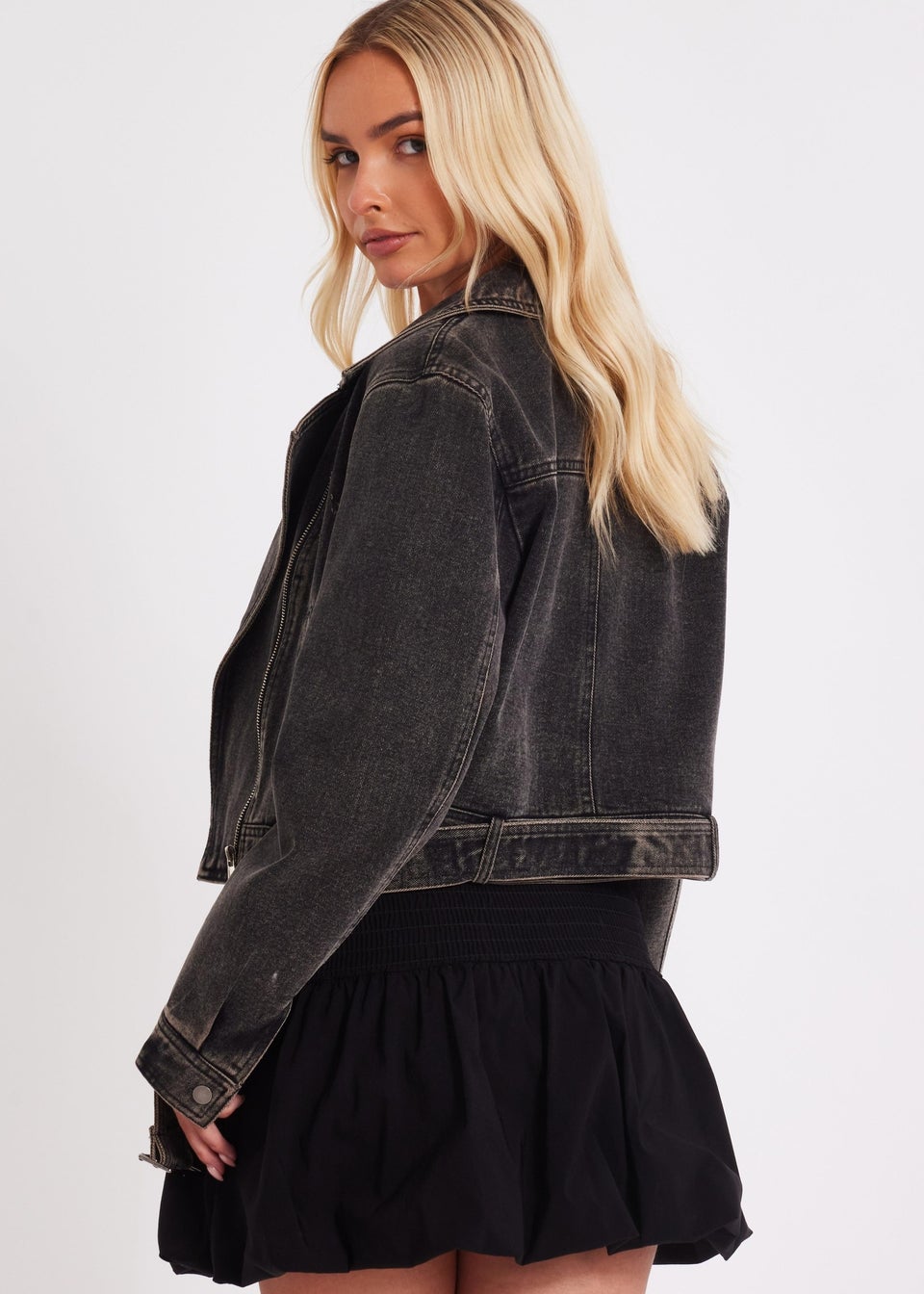 Quiz Black Bubble Hem Mini Skirt
