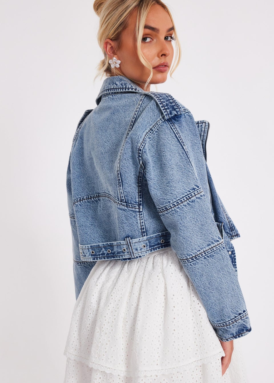 Quiz Blue Denim Biker Jacket
