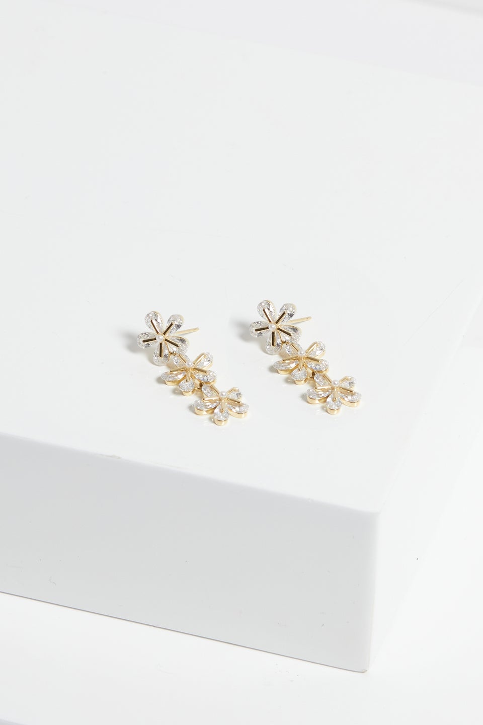 Jon Richard Gold Plated Multi Floral Drop Earrings