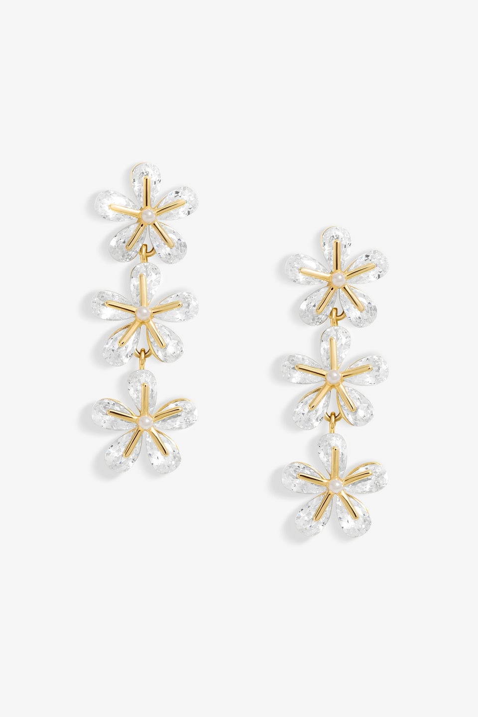 Jon Richard Gold Plated Multi Floral Drop Earrings