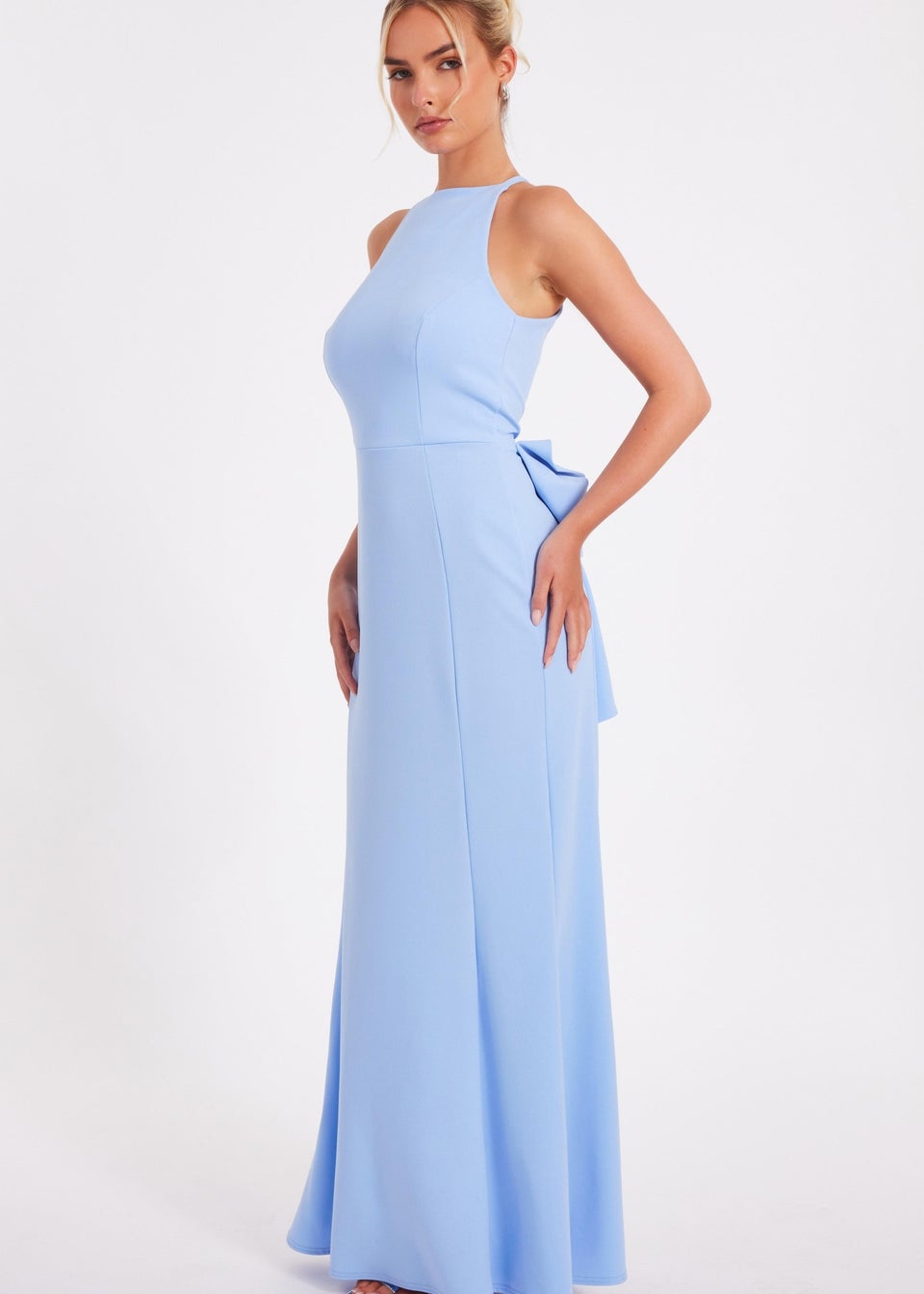Quiz Blue Halter Neck Fishtail Maxi Dress