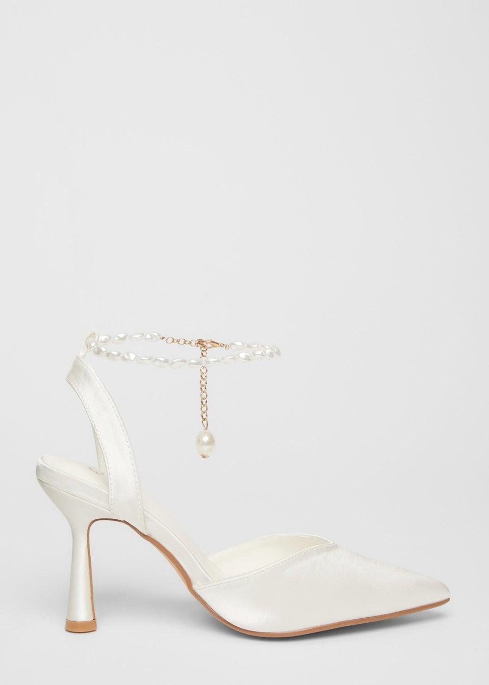 Quiz White Bridal Satin Court Heels