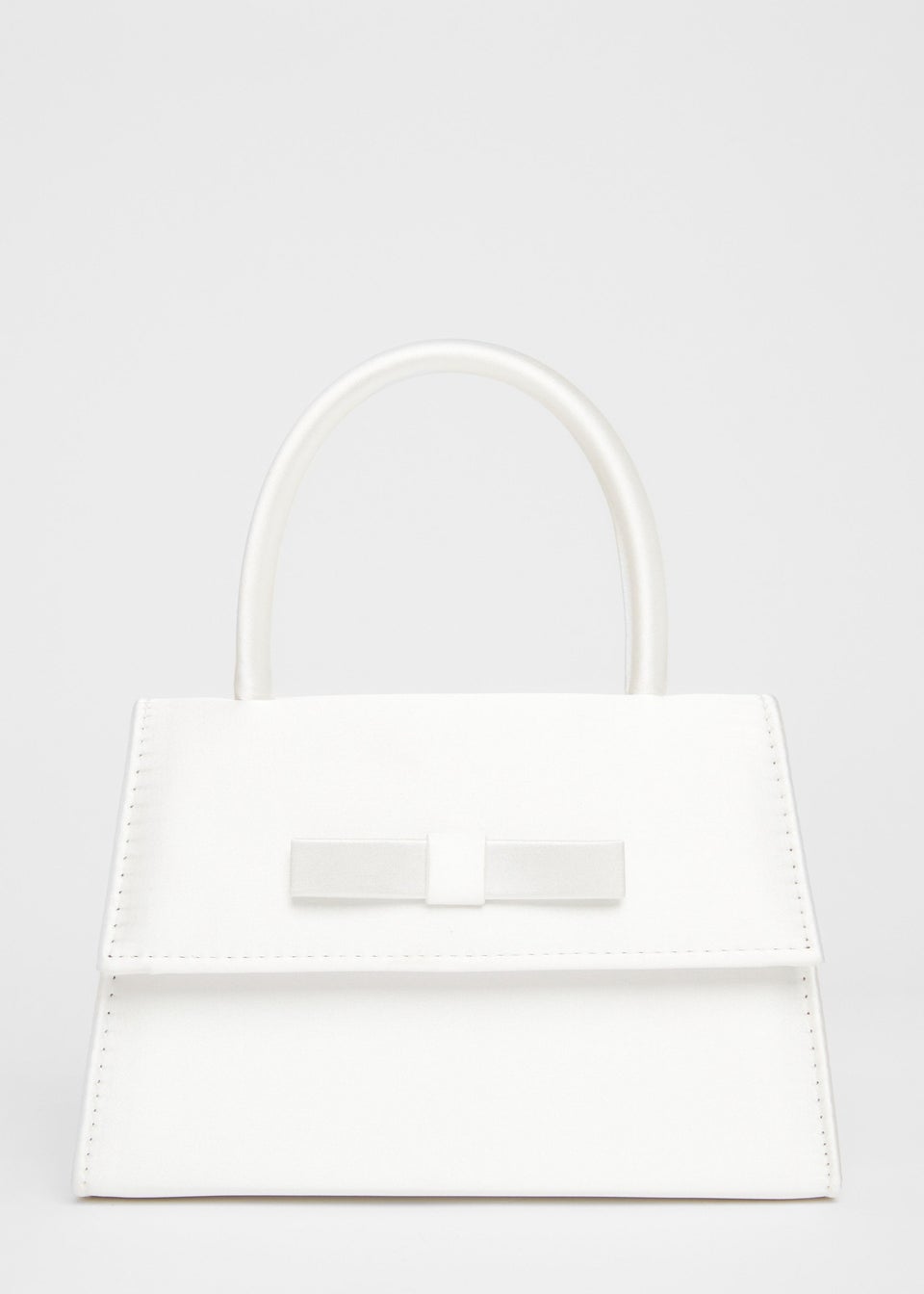 Quiz White Bridal Satin Top Handle Bag