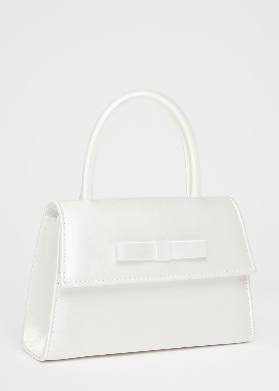 Quiz White Bridal Satin Top Handle Bag