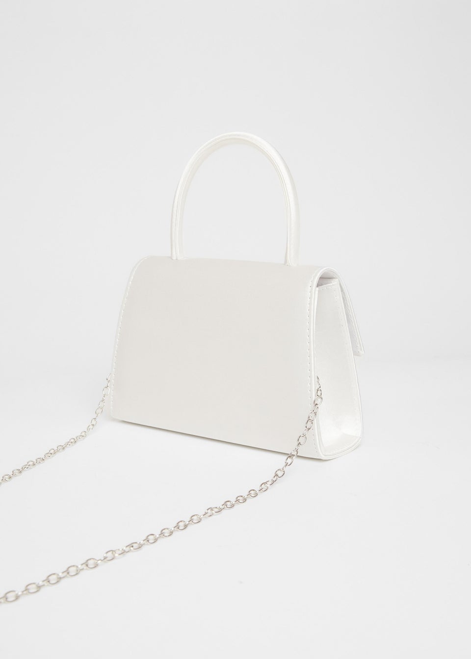 Quiz White Bridal Satin Top Handle Bag
