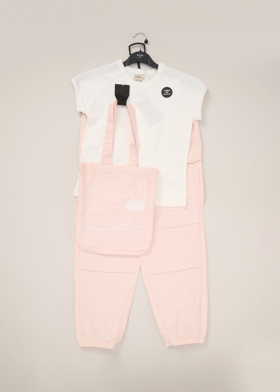Fudo Soft Pink T Shirt Trousers & Bag Outfit Set (2-14yrs)