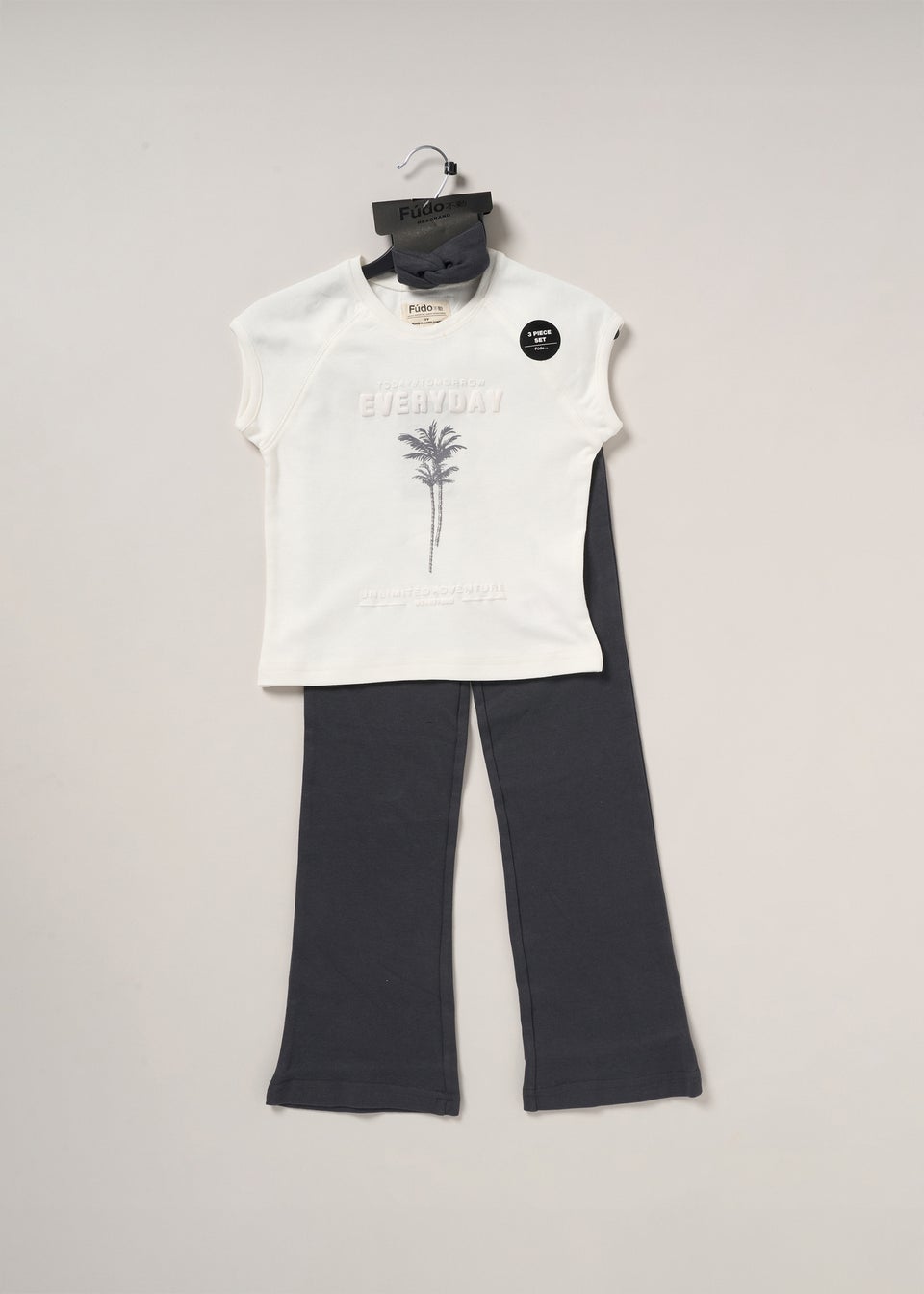 Fudo Dark Grey T Shirt Leggings & Headband Outfit Set (2-7yrs)