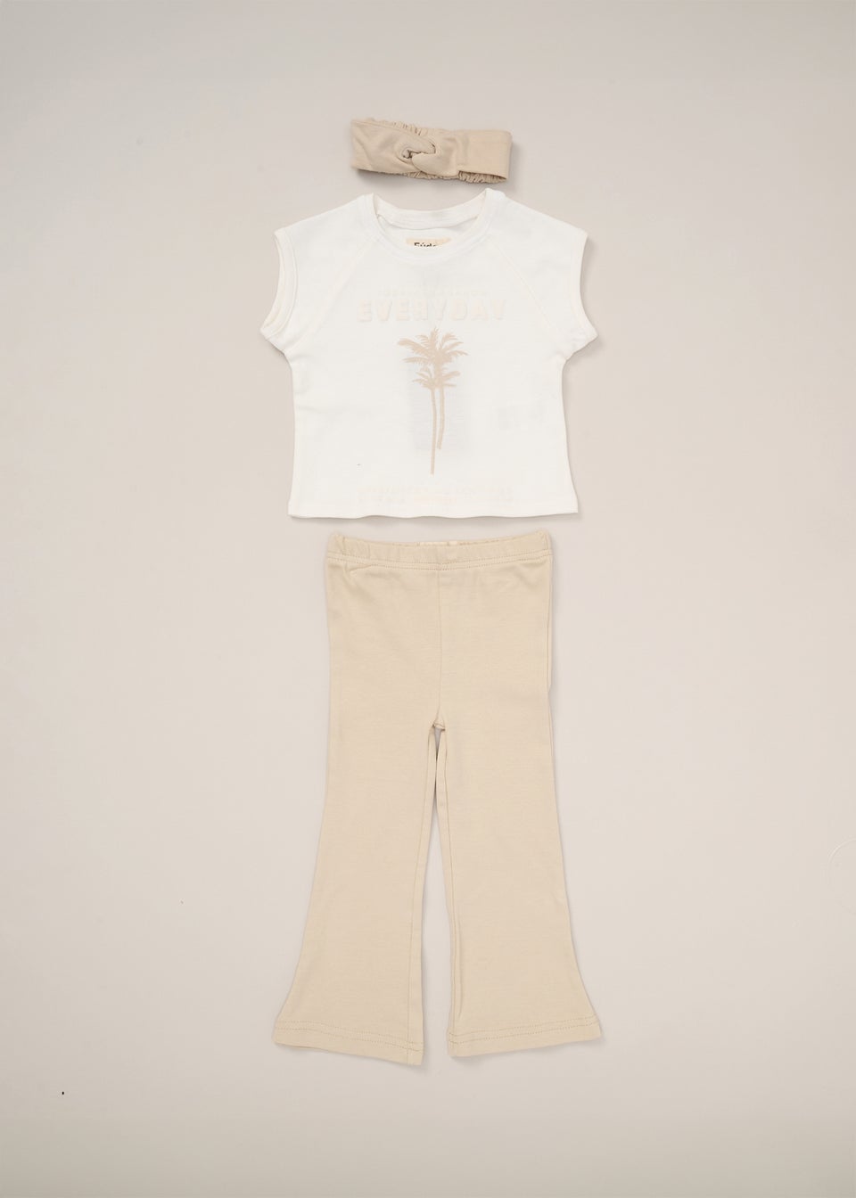 Fudo Beige T Shirt Leggings & Headband Outfit Set (2-7yrs)