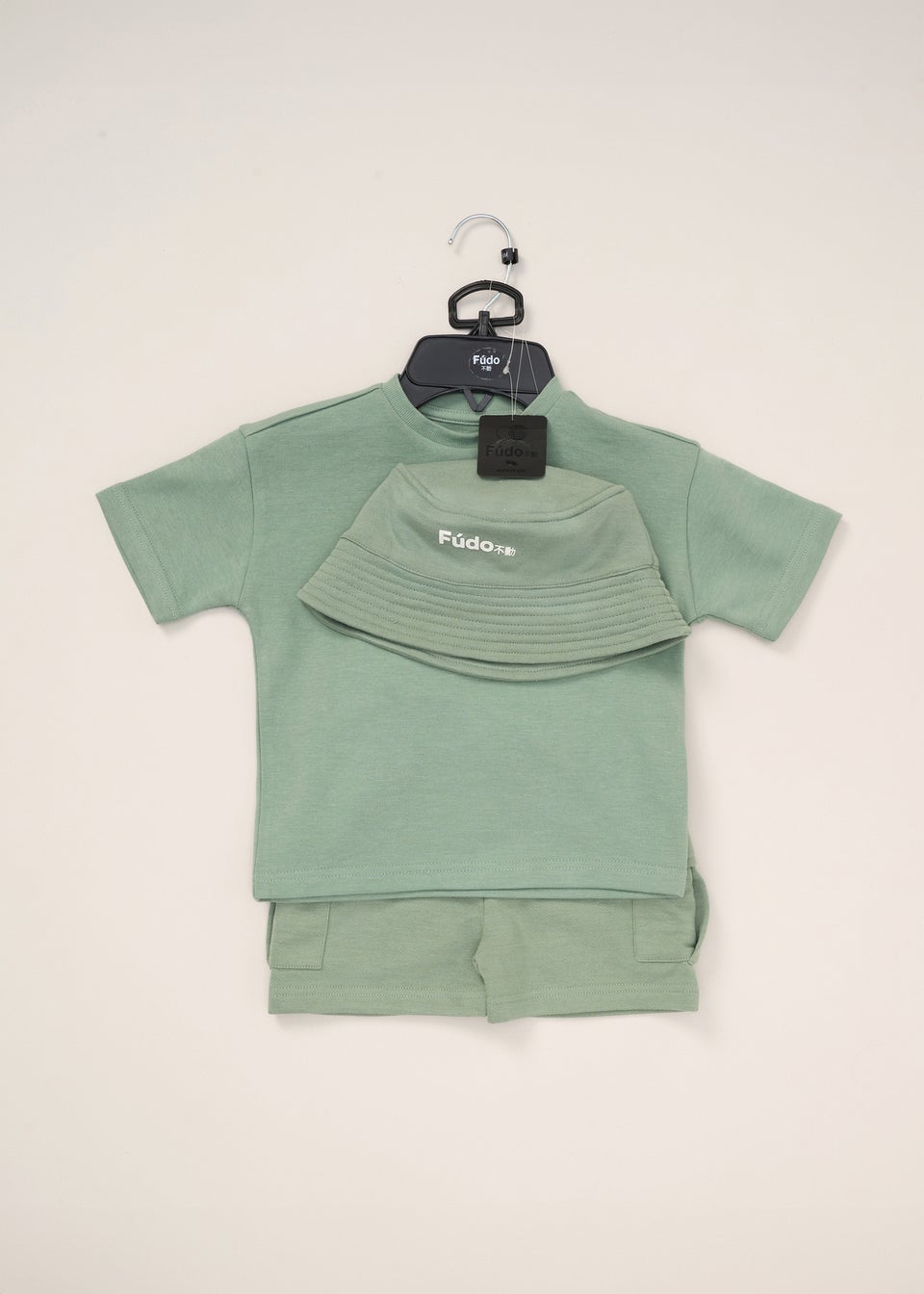 Fudo Green T Shirt Shorts & Bucket Hat Outfit Set (12-24mnths)