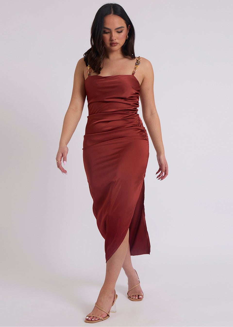 Urban Bliss Red  Satin Organic Chain Dress