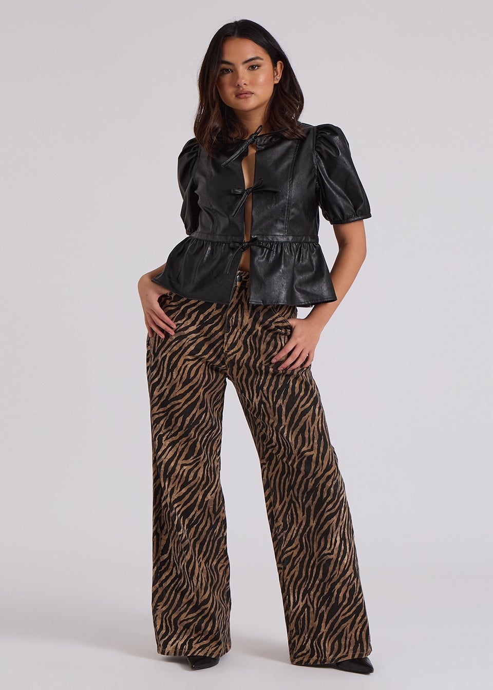 Urban Bliss Brown Wide Leg Zebra Jean
