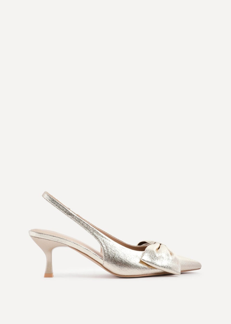 Linzi Merlot Gold Faux Leather Slingback Court Heels
