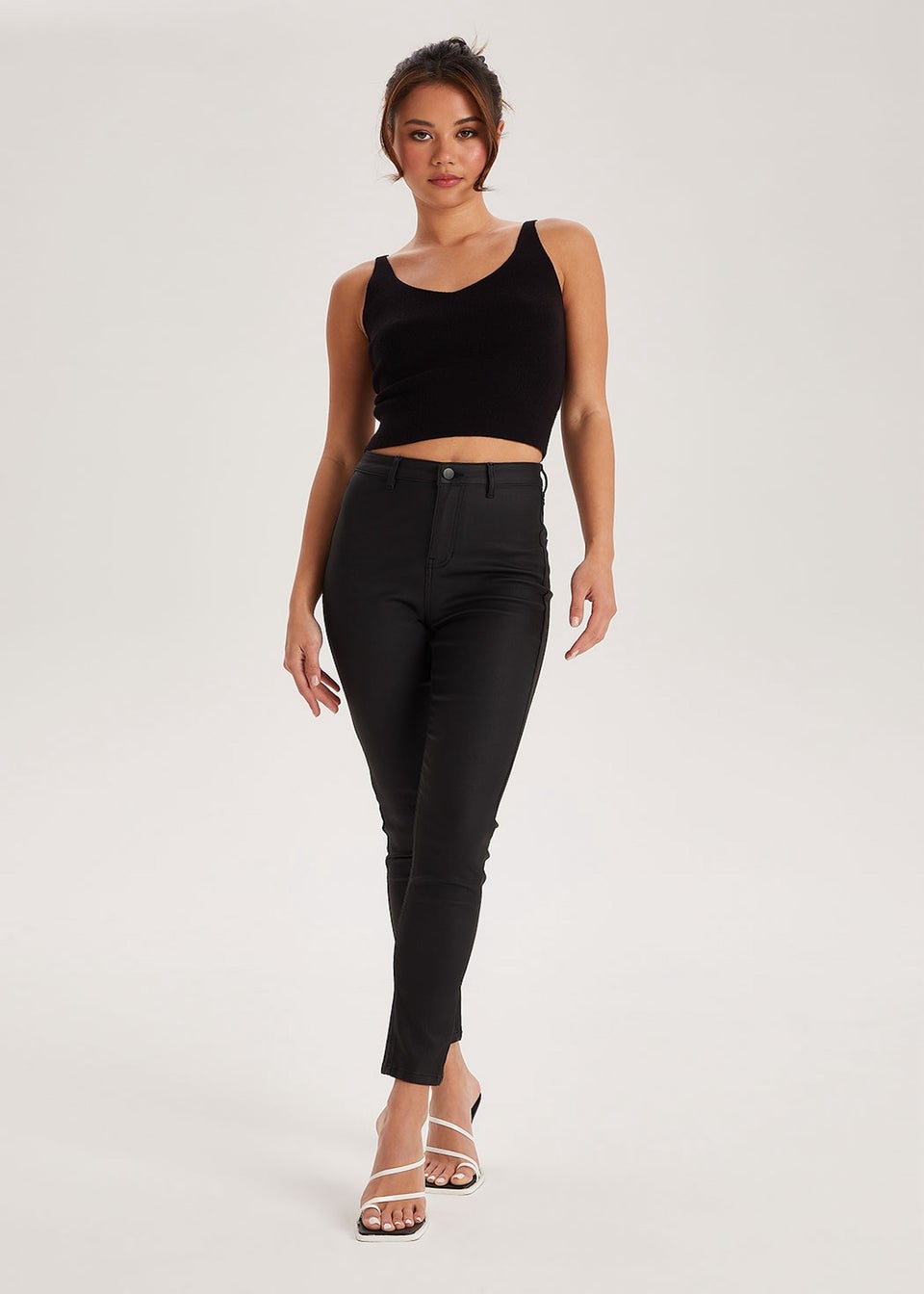 Urban Bliss Black High Waist Skinny Disco Jeans