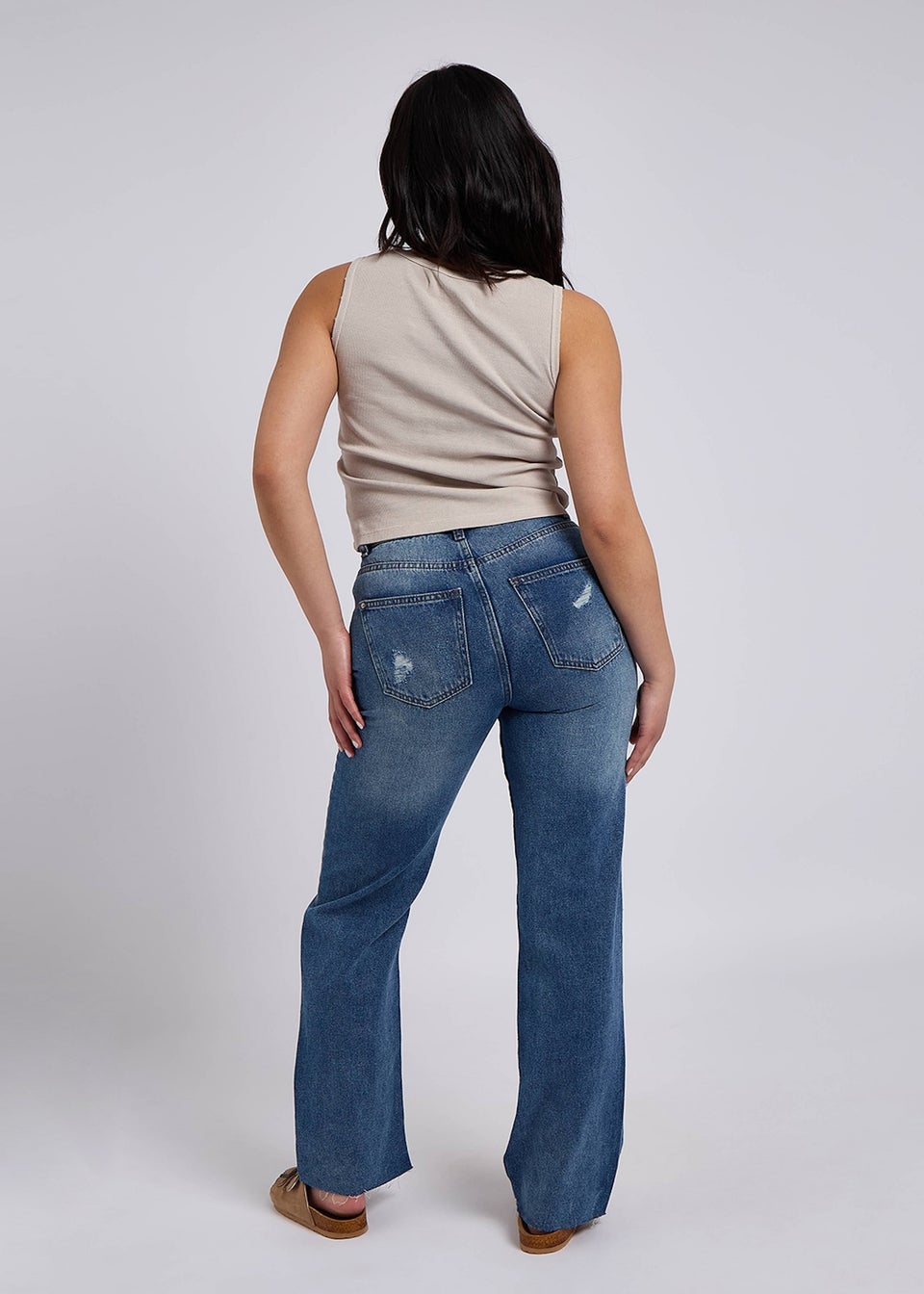Urban Bliss Blue Ripped Flare Jean