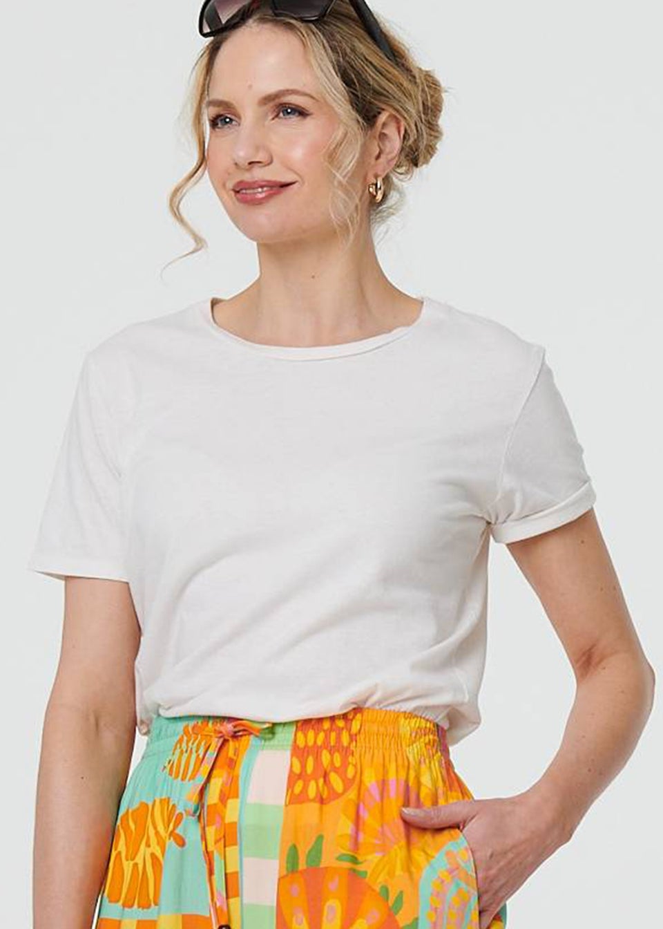 Izabel London Orange Patchwork Print Tie Waist Relaxed Shorts