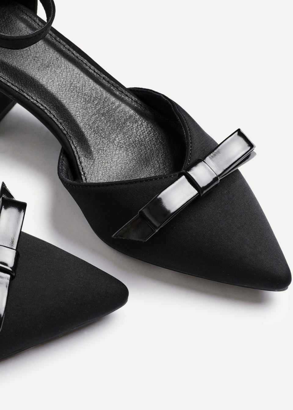 Linzi Orla Black Scuba Low Block Court Heel