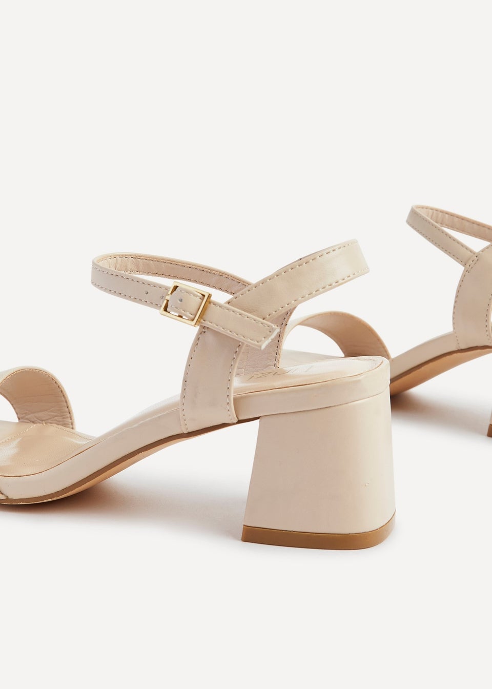 Linzi Darcie Sand Faux Leather Low Chunky Block Heeled Sandal