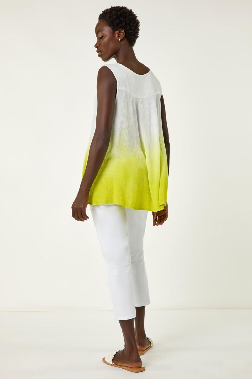 Roman Lime Cotton Lace Detail Ombre Vest Top