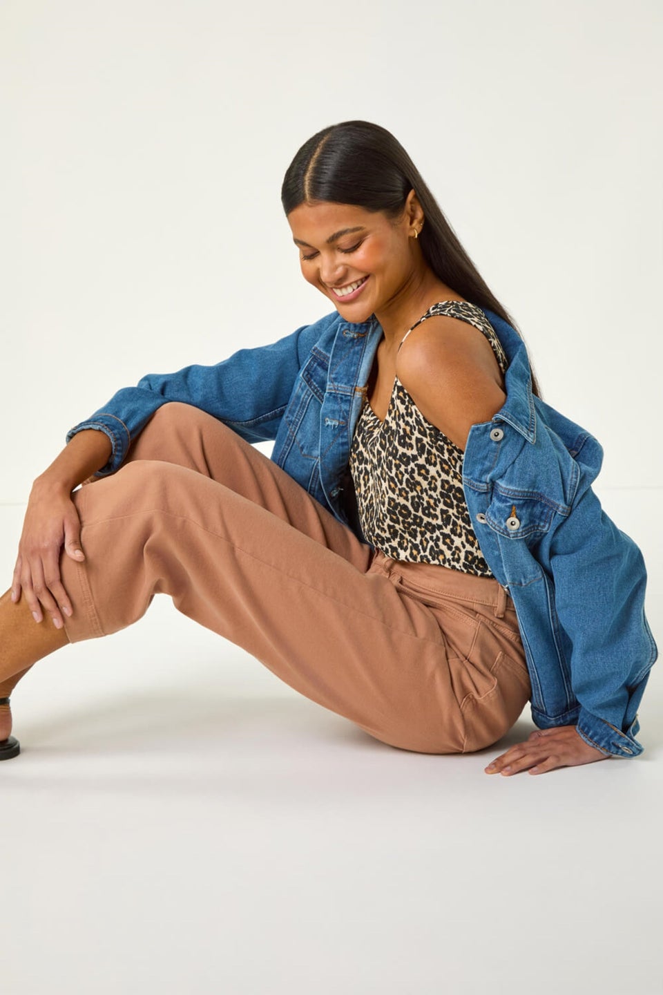 Roman Natural Animal Print Textured Vest Top