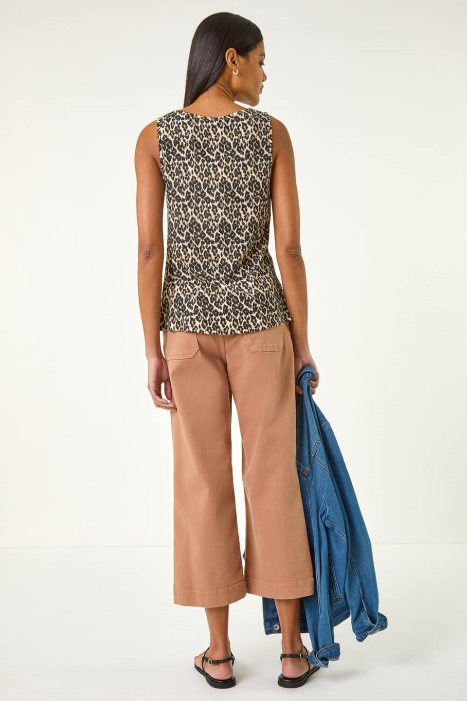 Roman Natural Animal Print Textured Vest Top