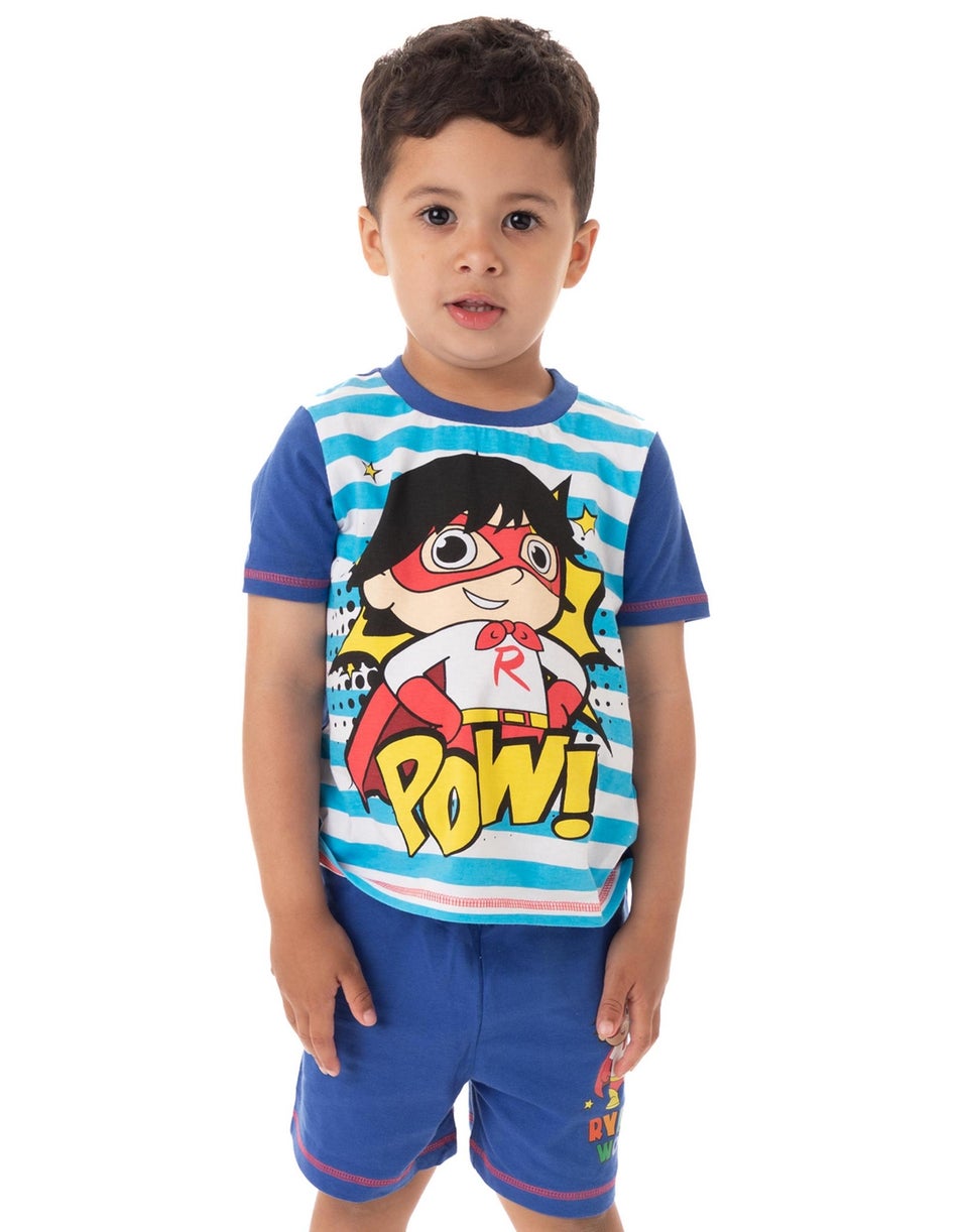 Ryan's World White Striped Kids Shortie Pyjamas (2-8 Years)