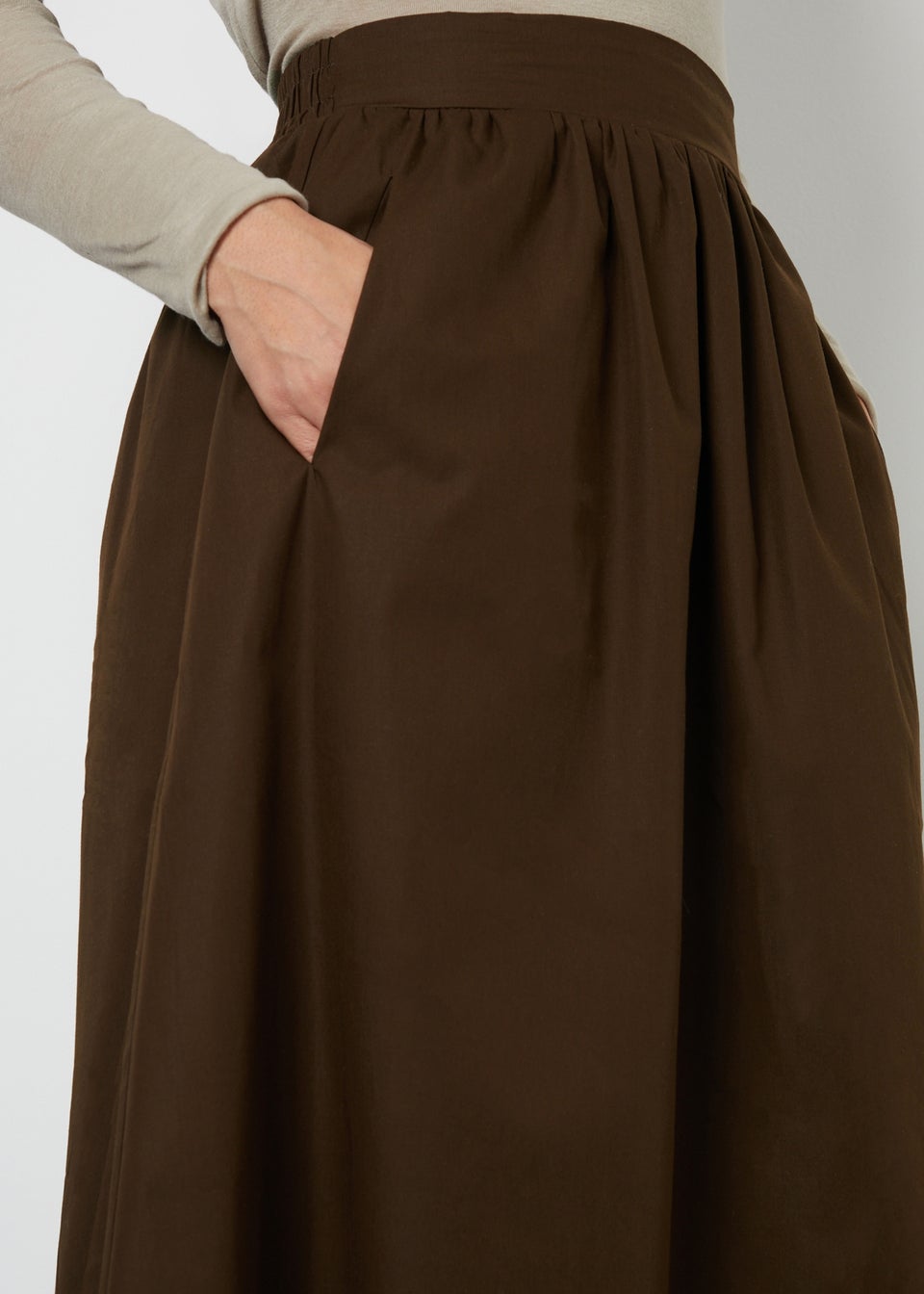Threadbare Chocolate Cotton Maxi Skirt With Pockets