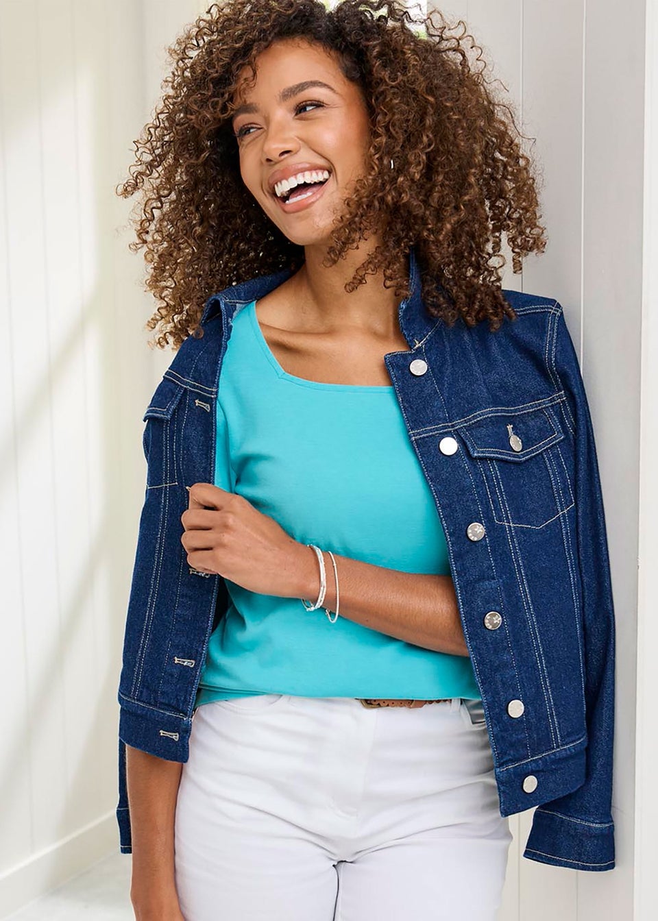 Cotton Traders Mint Wrinkle Free Short Sleeve Square Neck Top
