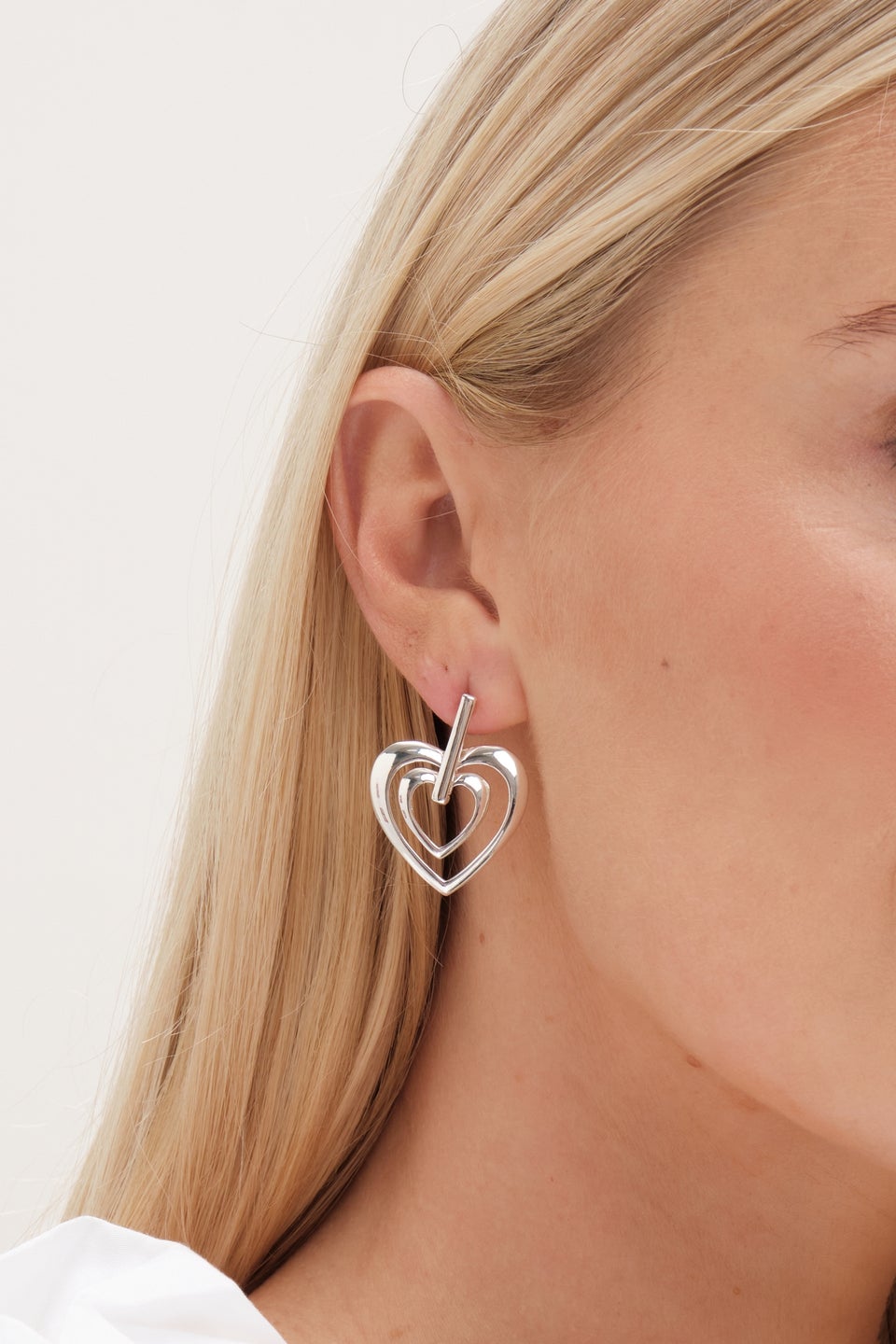 Mood Silver Polished Heart Doorknocker Earrings