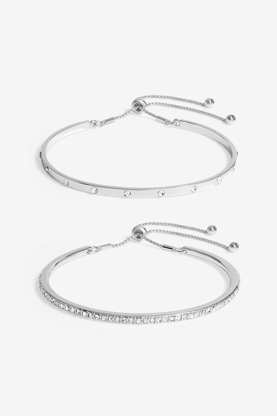 Mood Silver Crystal Bar Toggle Bracelets Pack Of 2