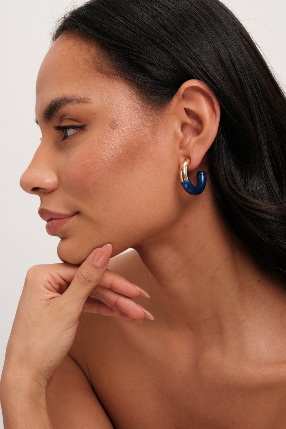 Mood Gold Blue Resin Large Hoops