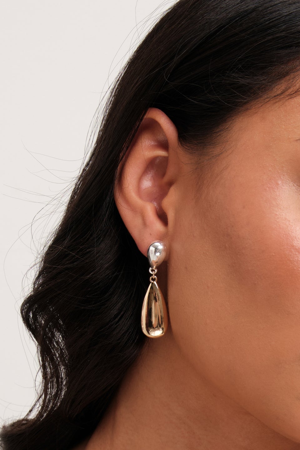 Jon Richard Two Tone Polished Drop Earrings