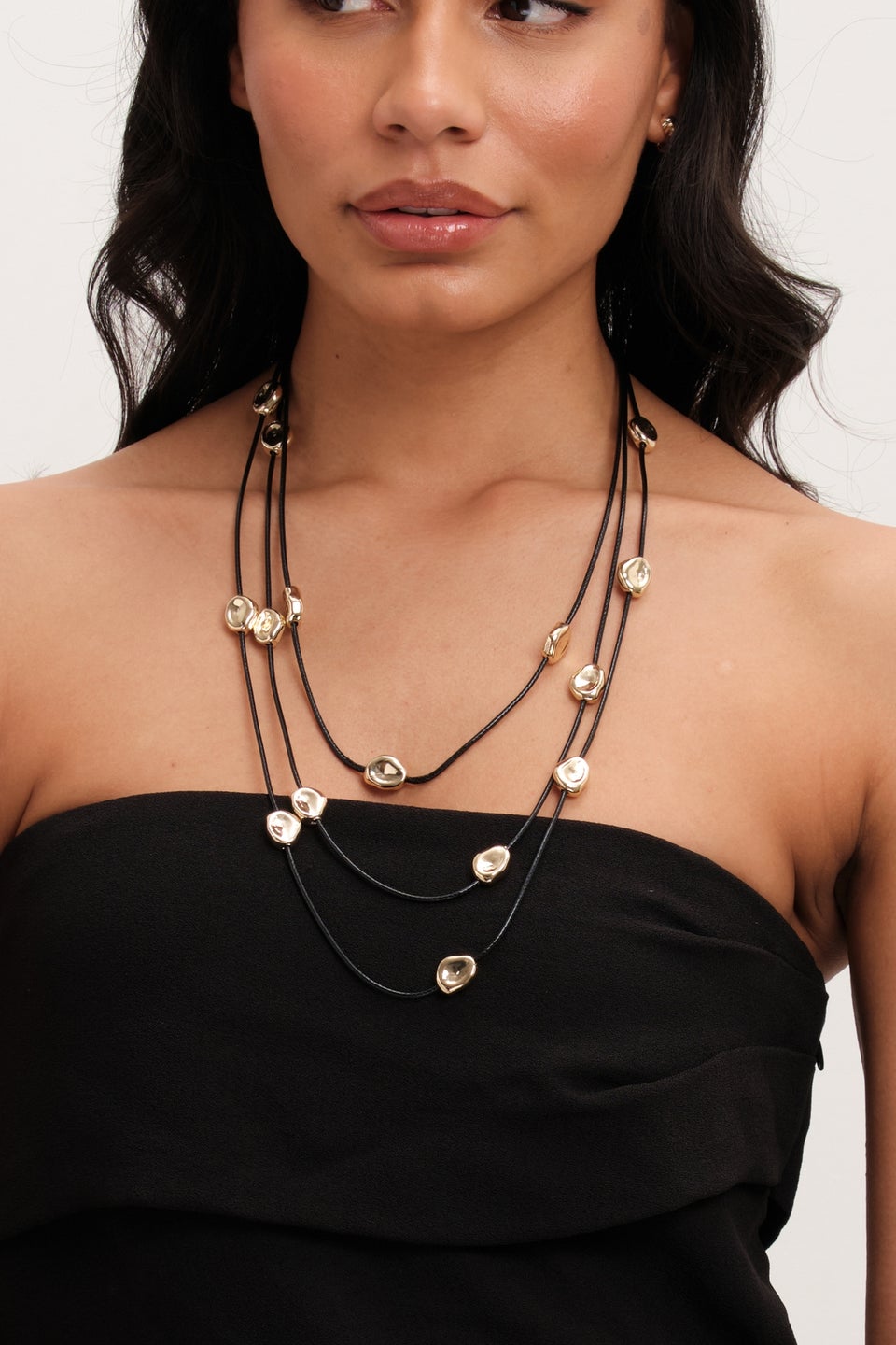 Mood Gold Nugget Multirow Cord Necklace