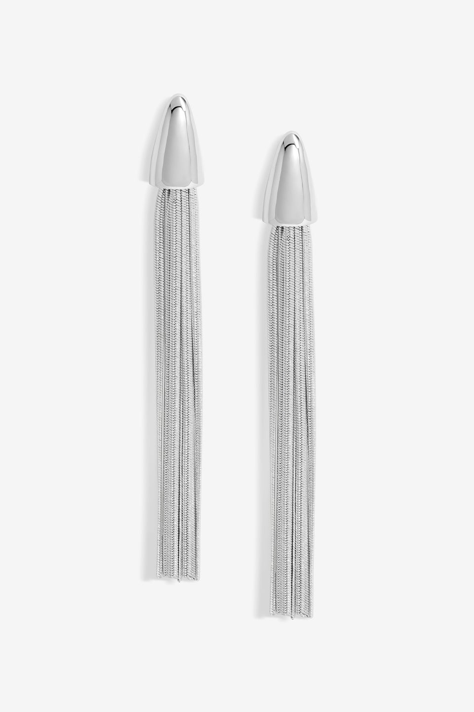 Mood Silver Polished Dome Statement Chain Earrings