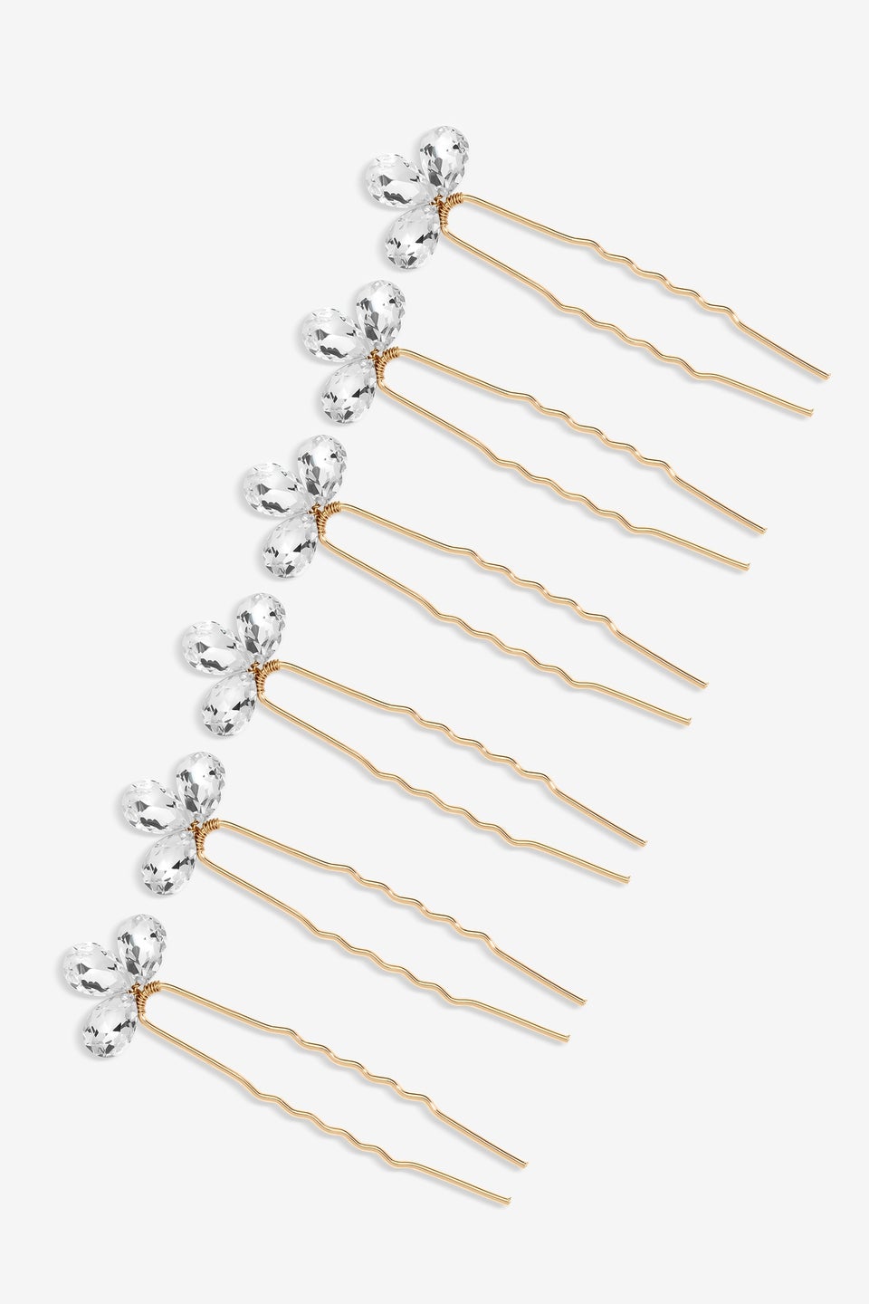 Jon Richard Gold Plated Crystal Leaf Hair Pins