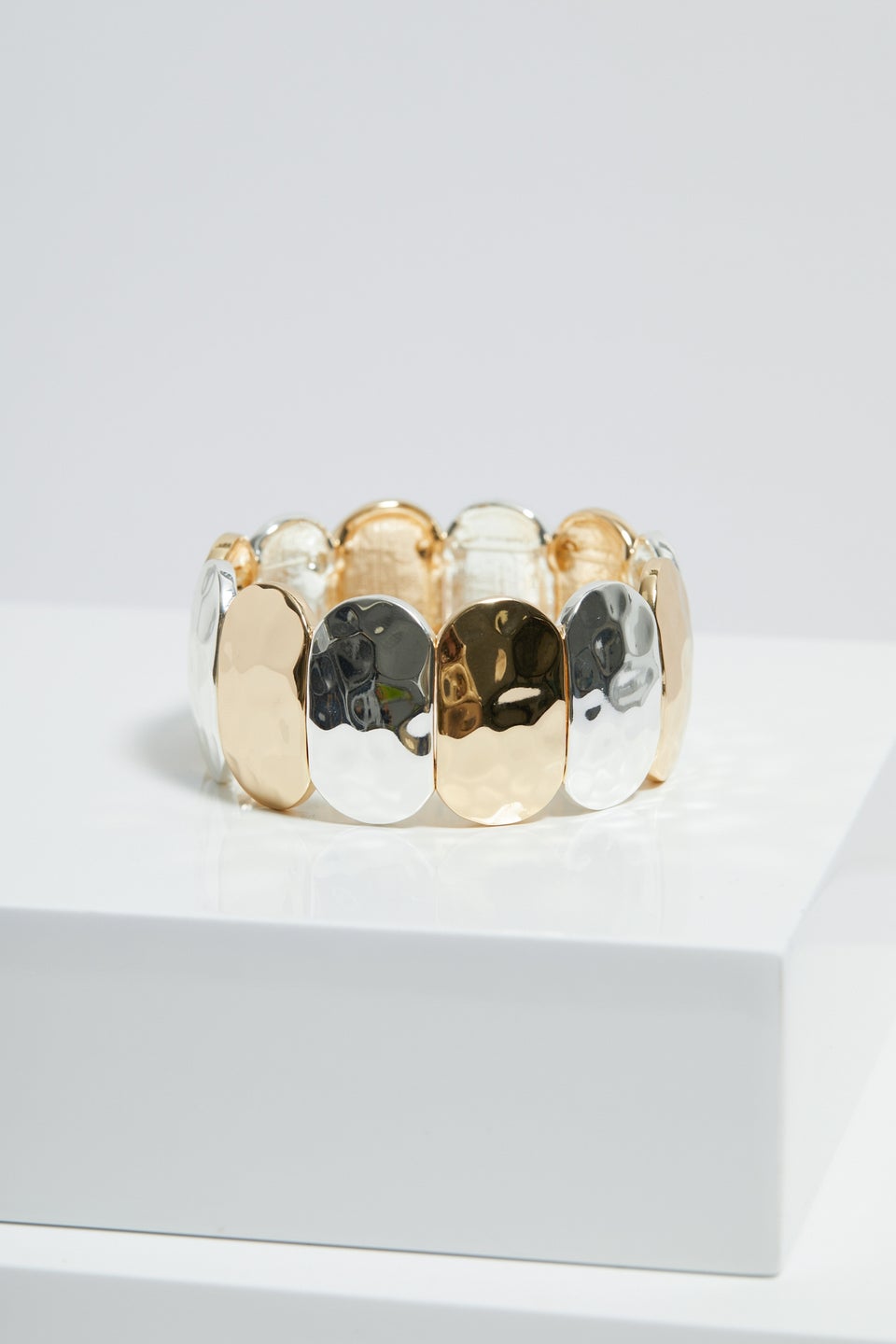 Mood Two Tone Hammered Stretch Bracelet