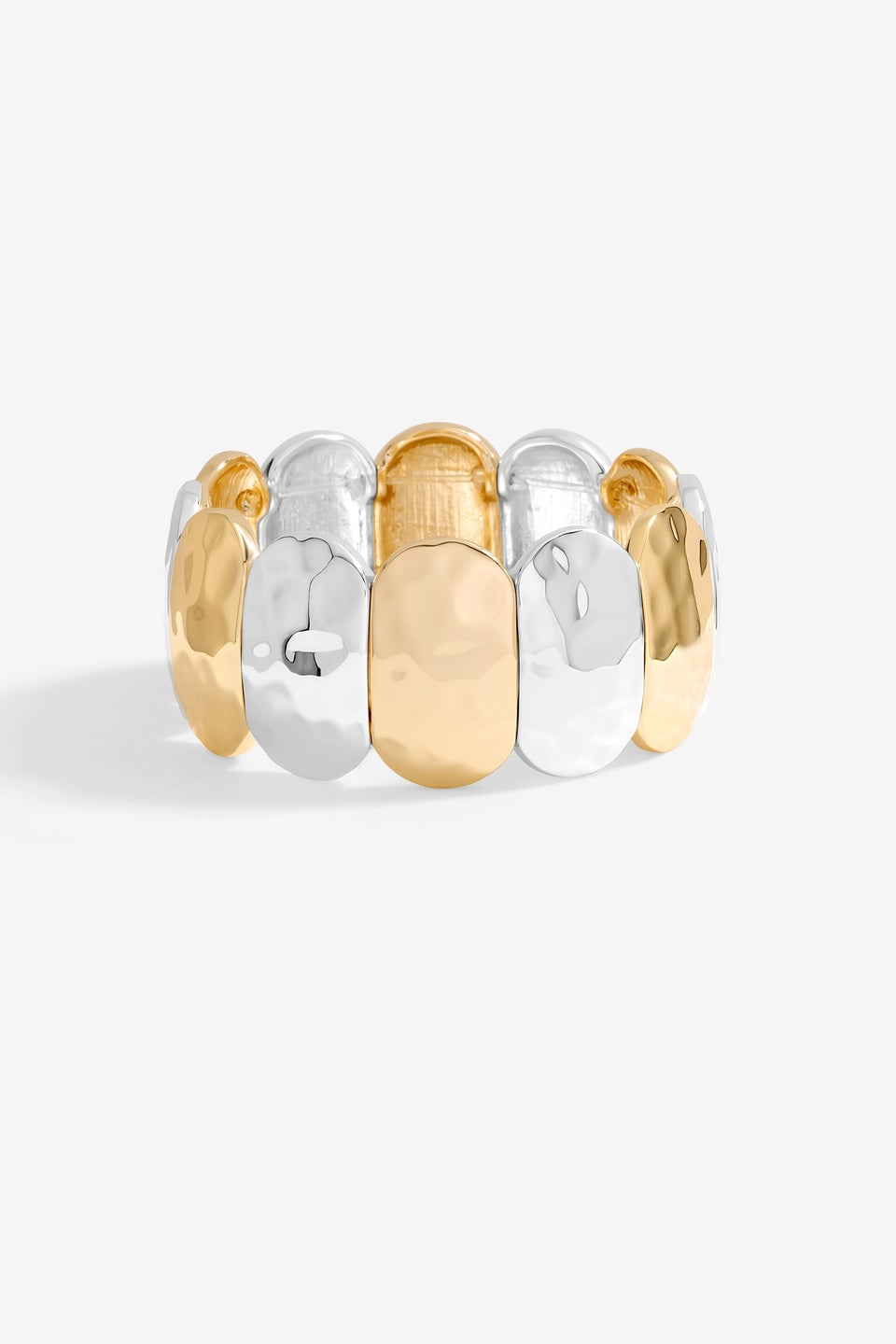 Mood Two Tone Hammered Stretch Bracelet