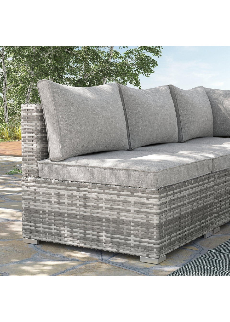 Outsunny Outdoor Garden Furniture Rattan Single Middle Sofa with Cushions