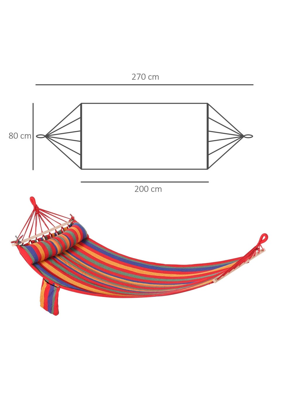 Outsunny Cotton Hammock Soft Portable Swing Chair with Headrest and Side Pocket