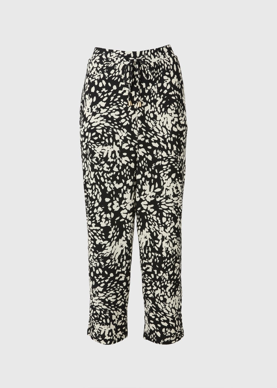 Black Mono Print Straight Leg Trousers