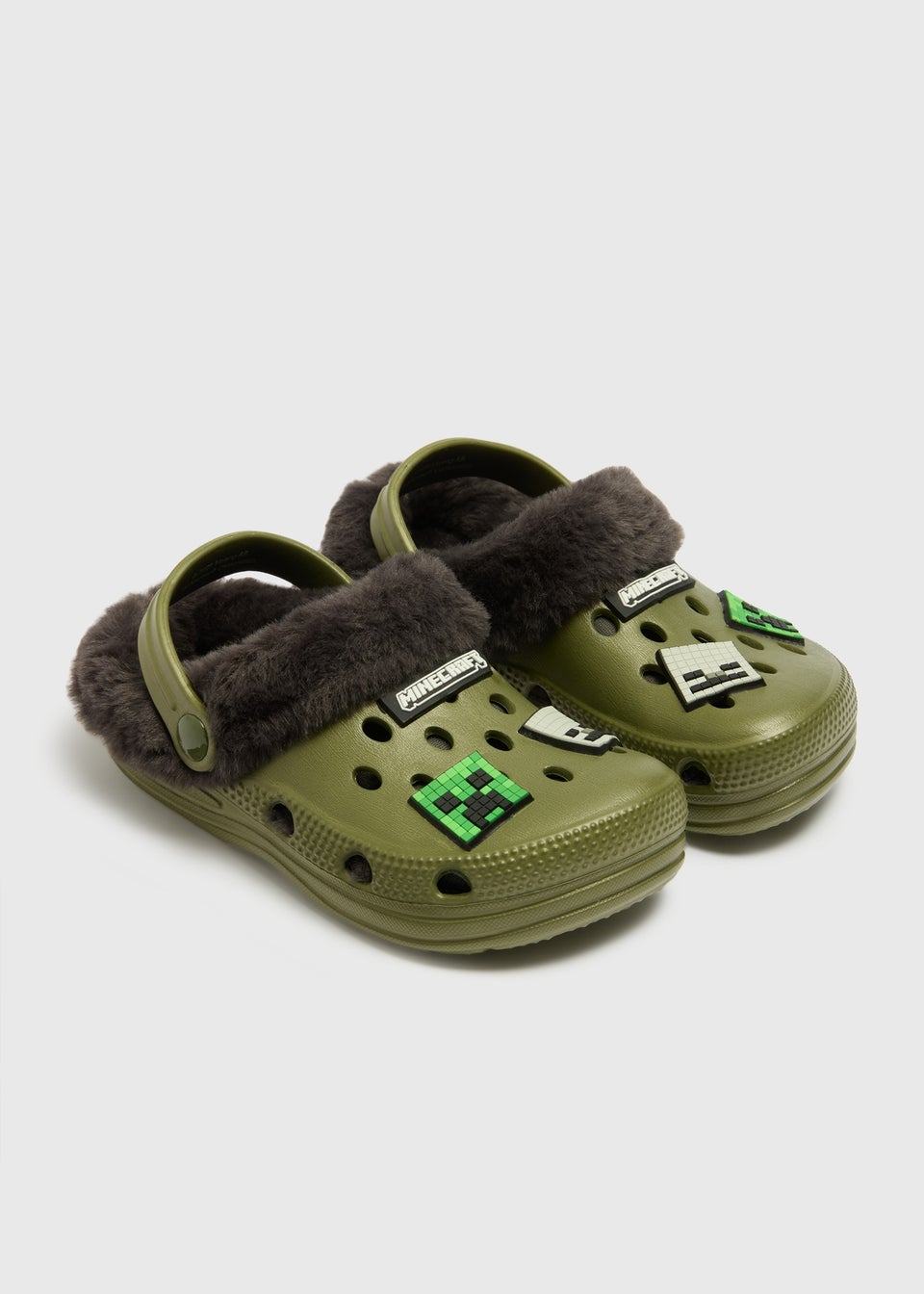 Minecraft Boys Khaki Faux Fur Clogs (Younger 8/9-Older 12/13)