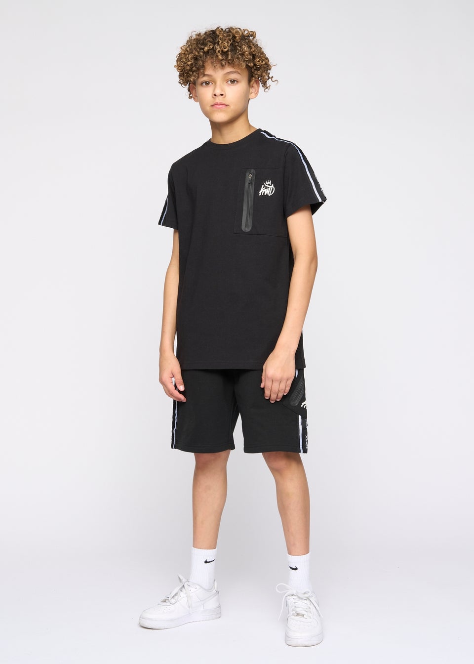 Kings Will Dream Black Techy Taped Cargo Shorts (7-14 yrs)